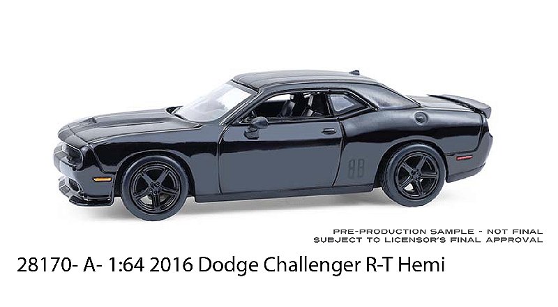 1/64 GREENLIGHT 2016 DODGE CHALLENGER R/T HEMI BLACK BANDIT SERIES 30