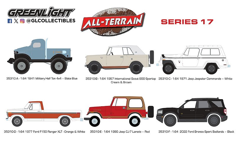 1/64 GREENLIGHT SORTIMENTO ALL-TERRAIN SERIES 17