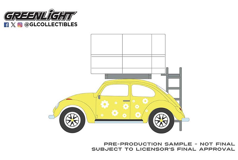 1/64 GREENLIGHT VOLKSWAGEN FUSCA YELLOW FLOWER GREAT OUTDOORS SERIES 16