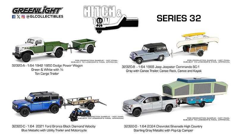 1/64 GREENLIGHT SORTIMENTO HITCH & TOW SERIES 32