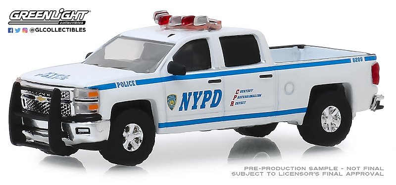 1/64 GREENLIGHT 2016 CHEVROLET SILVERADO NYPD HOBBY ESCLUSIVE