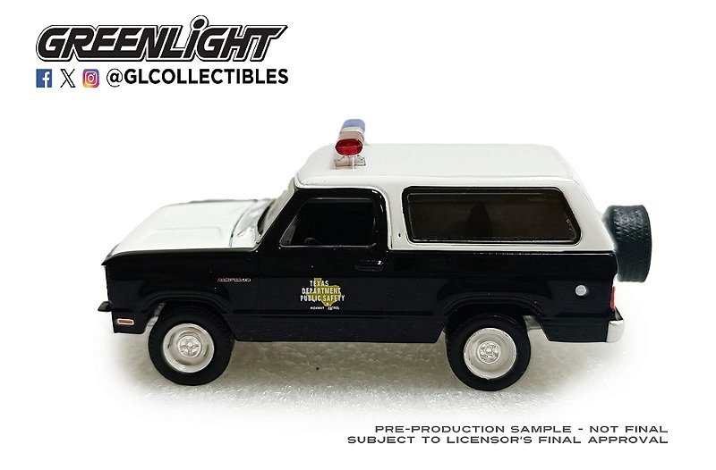 1/64 GREENLIGHT 1978 DODGE RAMCHARGER TEXAS SAFETY HOBBY EXCLUSIVE