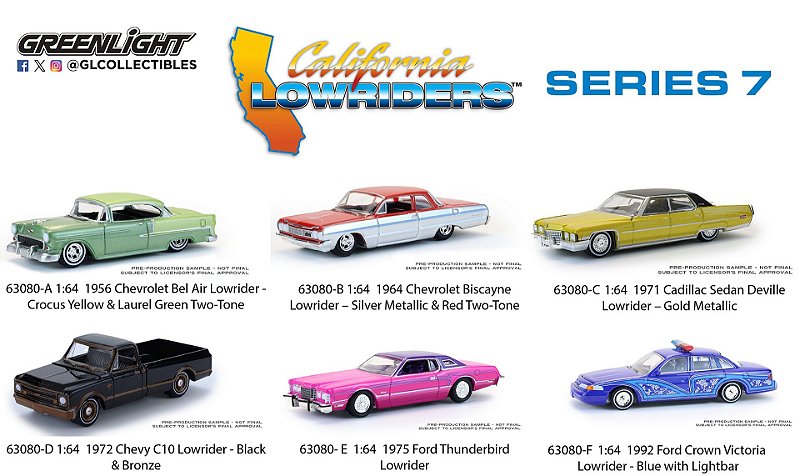 1/64 GREENLIGHT SORTIMENTO CALIFORNIA LOWRIDERS SERIES 7