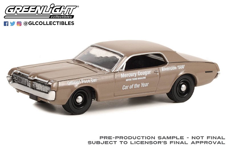 1/64 GREENLIGHT 1967 MERCURY COUGAR RIVERSIDE 500 OFFICIAL PACE CAR HOBBY EXCLUSIVE