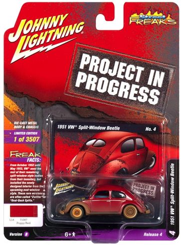 JOHNNY LIGHTNING VW FUSCA  VERMELHO PROJECT IN PROGRESS 1/64