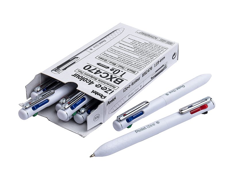 CANETA 4 CORES IZEE BRANCA 0,7MM PENTEL - GRAZITTE - Papelaria