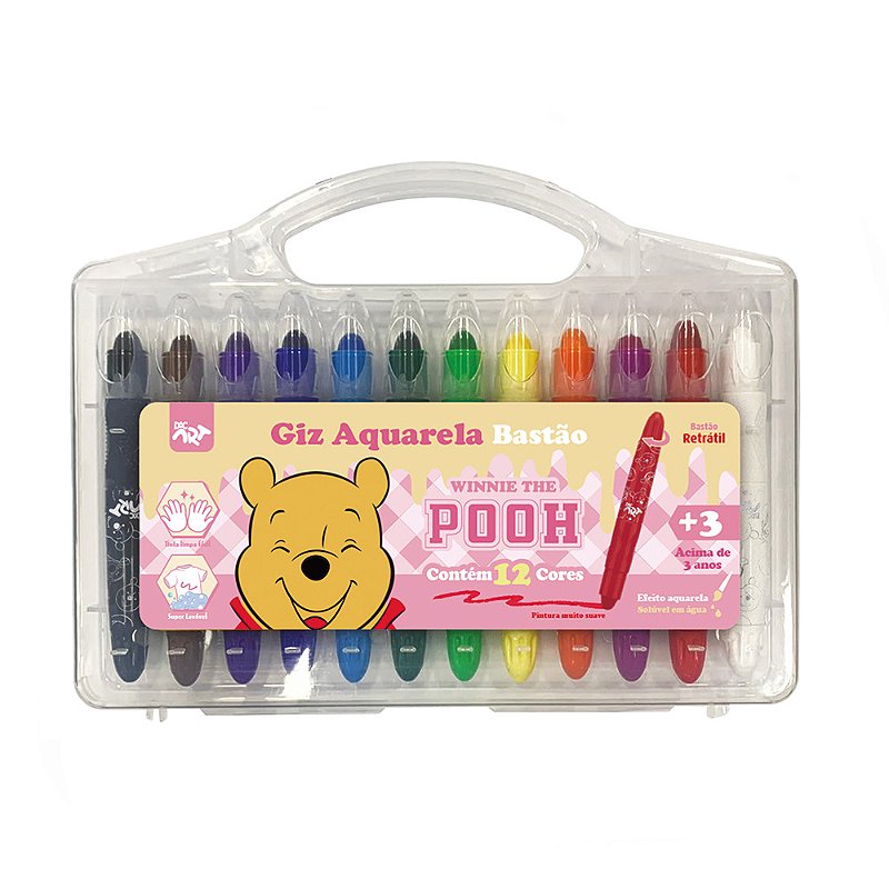 Giz Aquarela Retratil 12C Pooh DAC 4736 - Papelaria Grafitte
