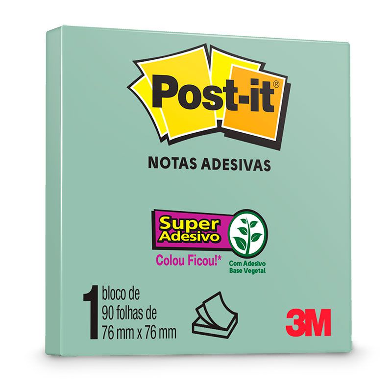 Bloco Adesivo Post-it 654 Menta 76x76mm 90 Folhas - Papelaria Grafitte |  Papelaria para inspirar!