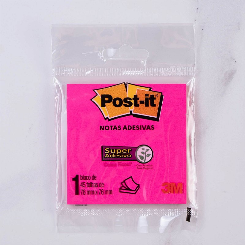 Bloco Adesivo Post-it 654 Rosa 76x76mm 45 Folhas 