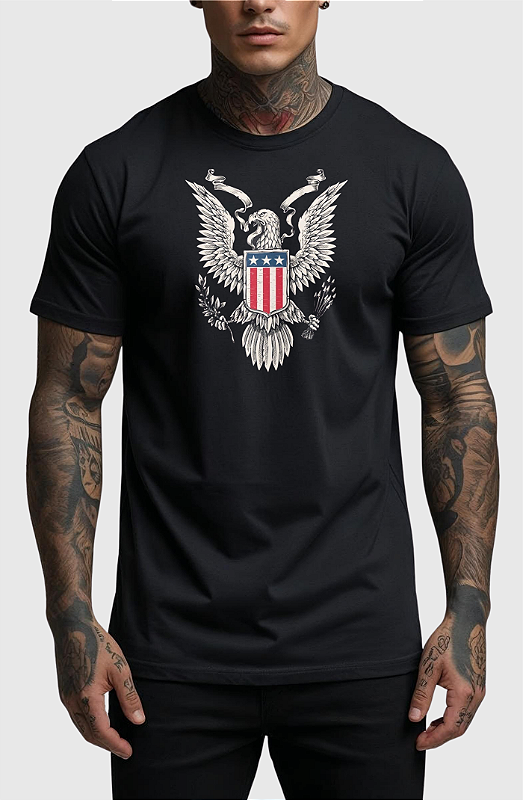 CAMISETA MASCULINA ALGODÃO PREMIUM - AMERICAN BLACK