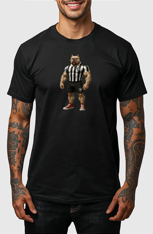 CAMISETA MASCULINA ALGODÃO PREMIUM - BOTAFOGO MASCOTE BLACK