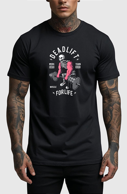CAMISETA MASCULINA ALGODÃO PREMIUM - DEADLIFT BLACK