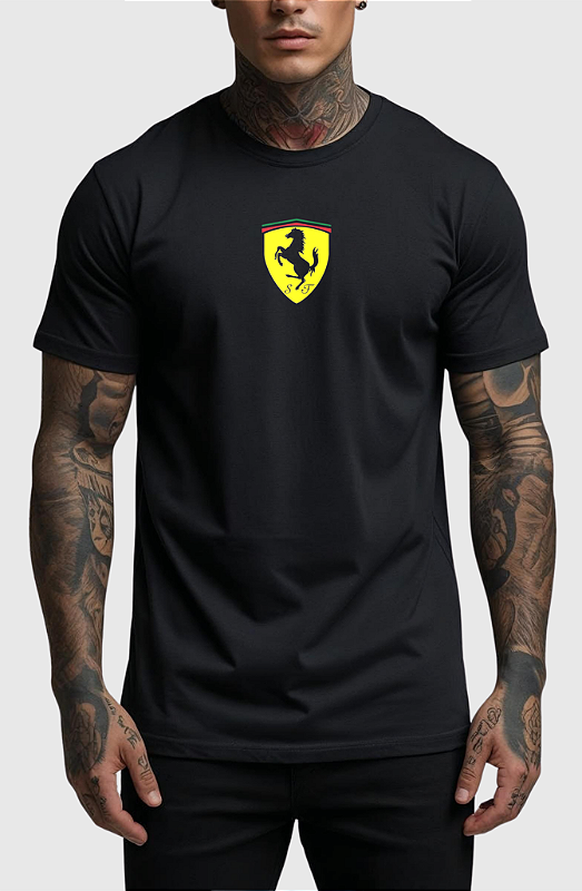 CAMISETA MASCULINA ALGODÃO PREMIUM - FERRARI BLACK