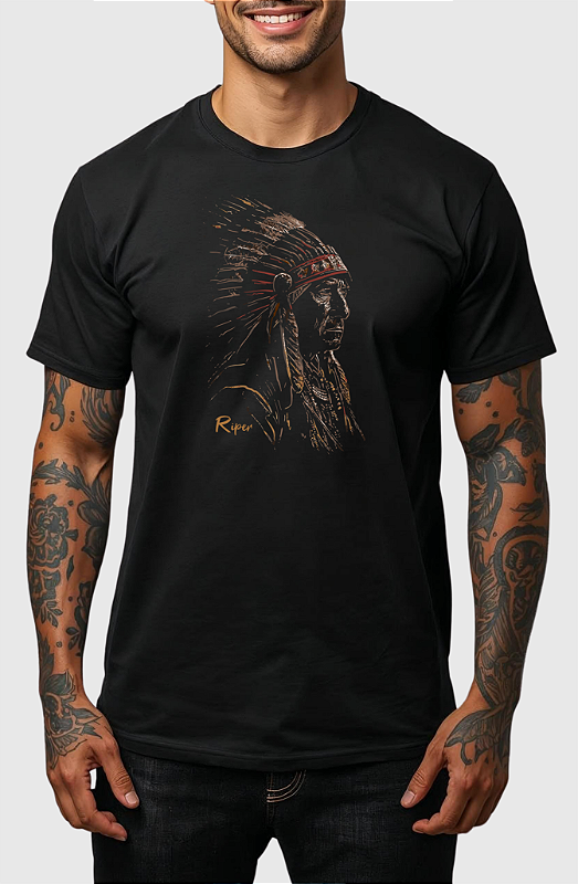 CAMISETA MASCULINA ALGODÃO PREMIUM - INDIGENA BLACK