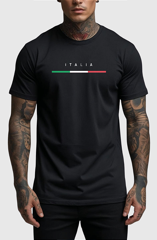 CAMISETA MASCULINA ALGODÃO PREMIUM - ITALY BLACK