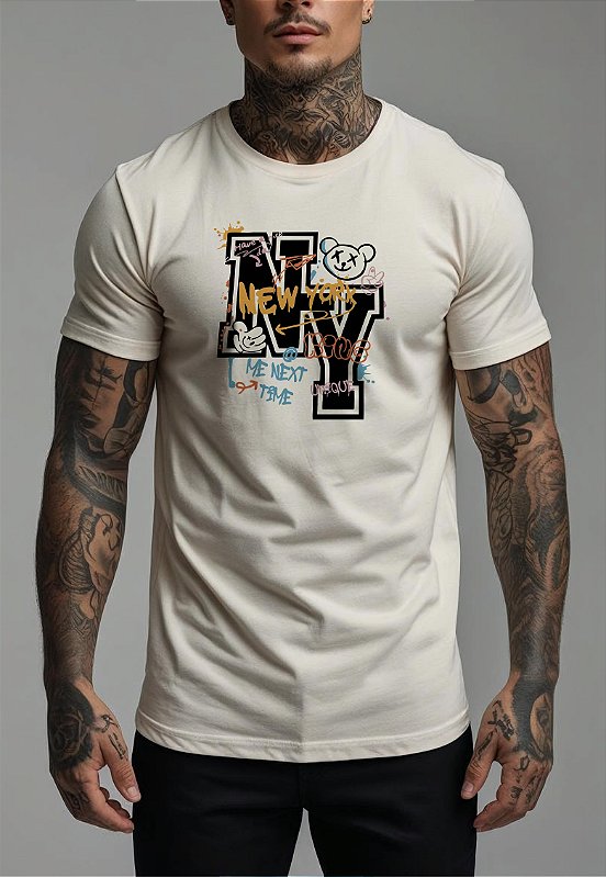 CAMISETA MASCULINA ALGODÃO PREMIUM - NY BEAR