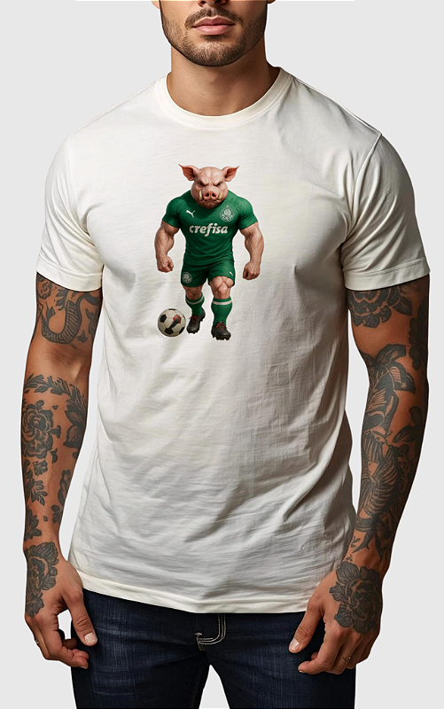 CAMISETA MASCULINA ALGODÃO PREMIUM - PORCO PALMEIRAS OFF