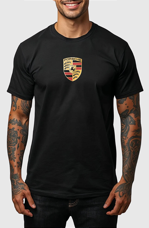 CAMISETA MASCULINA ALGODÃO PREMIUM - PORSHE BLACK