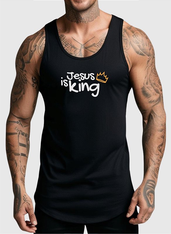 REGATA MASCULINA ALGODÃO PREMIUM - JESUS IS KING