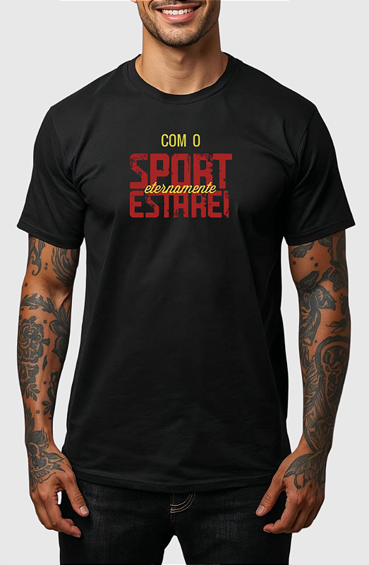 CAMISETA MASCULINA ALGODÃO PREMIUM - COM O SPORT ETERNAMENTE ESTAREI