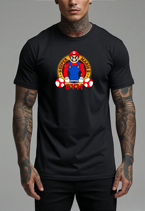 CAMISETA MASCULINA ALGODÃO PREMIUM - MARIO GYM