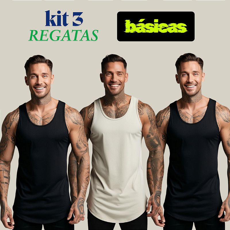 KIT 3 REGATAS BÁSICAS ALGODÃO PREMIUM RIPER