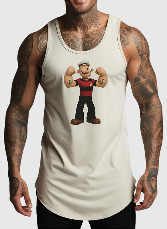 REGATA MASCULINA ALGODÃO PREMIUM - POPEYE FLAMENGO