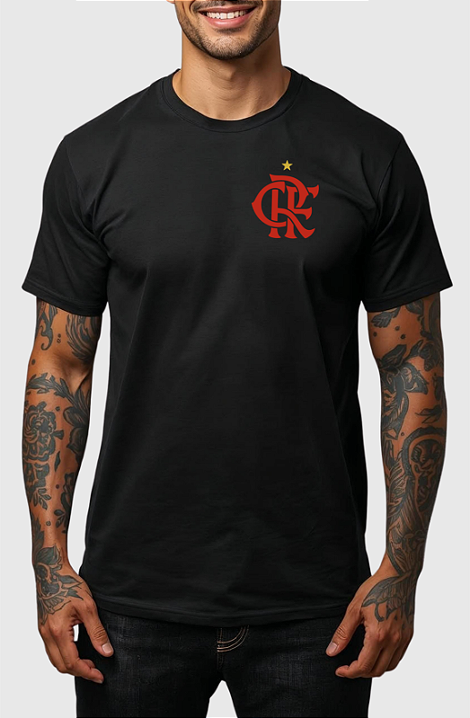 CAMISA MASCULINA ALGODÃO PREMIUM - FLAMENGO ESCUDO VERMELHO