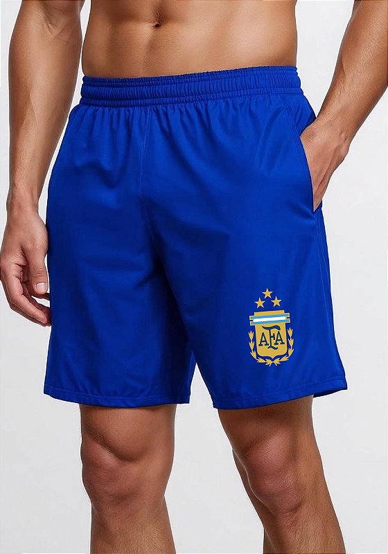 SHORT MASCULINO PRETO DRY FIT ACADEMIA COM BOLSO - ARGENTINA