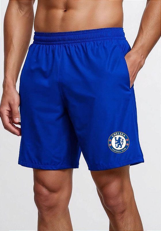 SHORT MASCULINO AZUL DRY FIT ACADEMIA COM BOLSO - CHELSEA