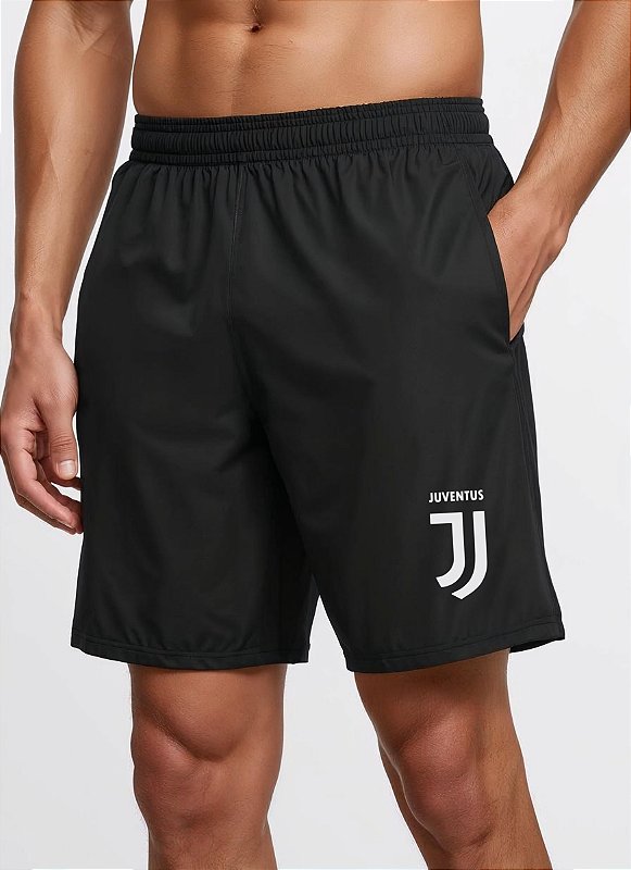 SHORT MASCULINO AZUL DRY FIT ACADEMIA COM BOLSO - JUVENTUS