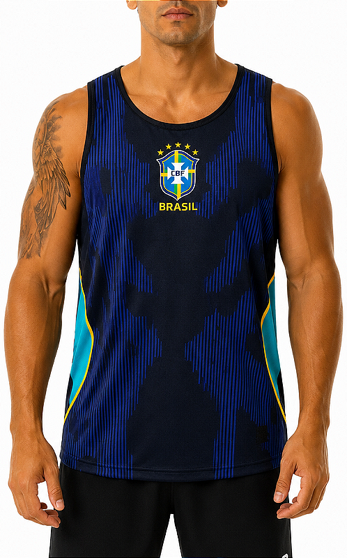 REGATA MASCULINA BRASIL AZUL COPA 2026 DRY FIT UV
