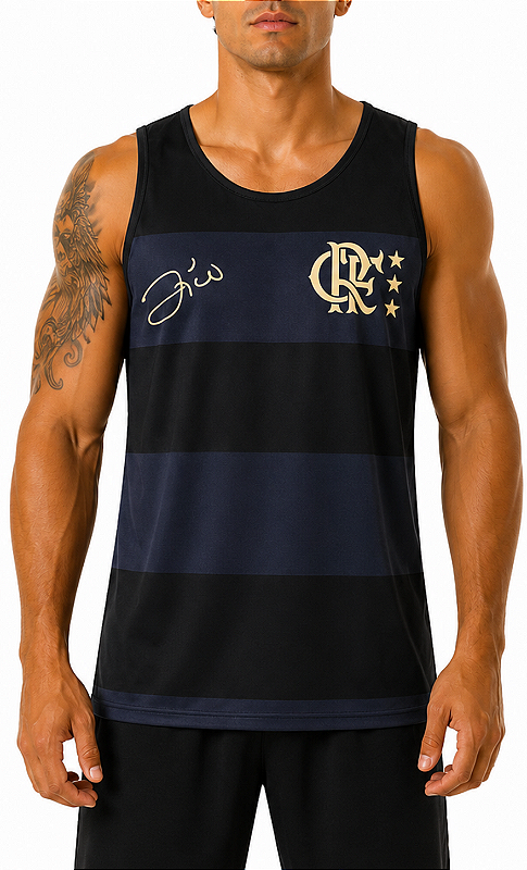 REGATA LANÇAMENTO FLAMENGO ZICO PRETA DRY FIT UV