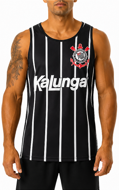 REGATA MASCULINA RETRÔ CORINTHIANS 1990 KALUNGA DRY FIT UV