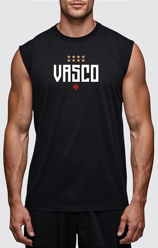 REGATA MACHÃO VASCO BLACK ALGODÃO PREMIUM | 🚀 ENVIO RÁPIDO