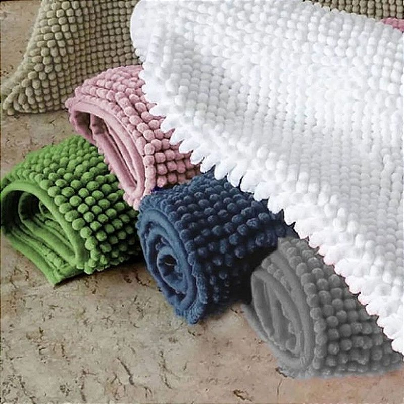 Tapete Bolinha Banheiro Microfibra Antiderrapante 38cmx58cm