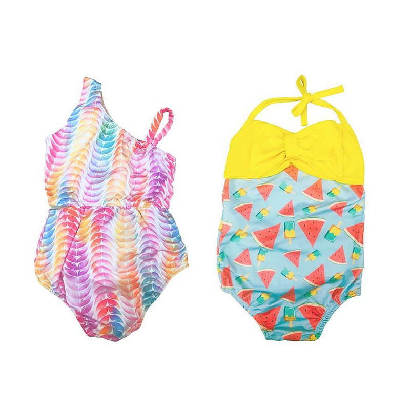 Maiô Infantil Biquini Menina 2 ao 8 Estampado Roupa de Banho Moda Praia Verão
