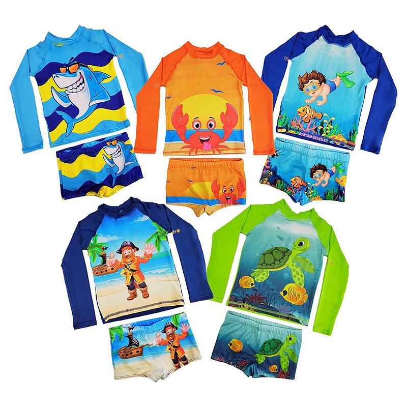Conjunto Camiseta e Sunga Proteção Solar Uv50+ Super Microfibra Resistente Alta Qualidade