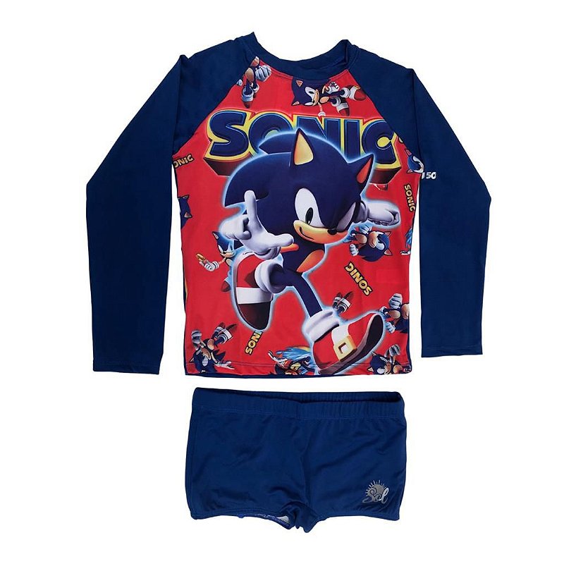 Conjunto Camiseta Manga Longa Proteção UV Sunga Infantil 8-10
