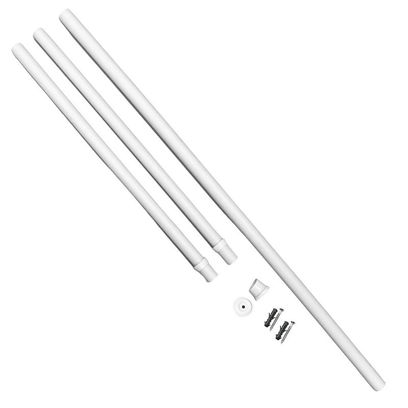 Varão Extensível Cortina Box Banheiro 0,90m A 1,5m Branco
