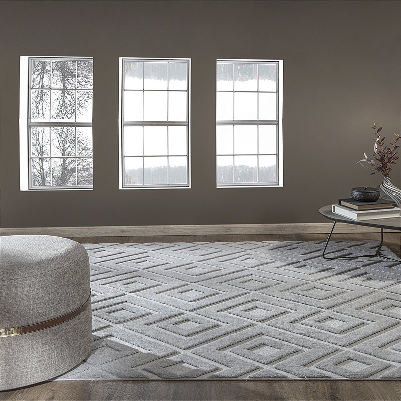 Tapete Sala Felpudo Luxo com Antiderrapante 1,00x1,40 ou 2,00X1,40m Cinza