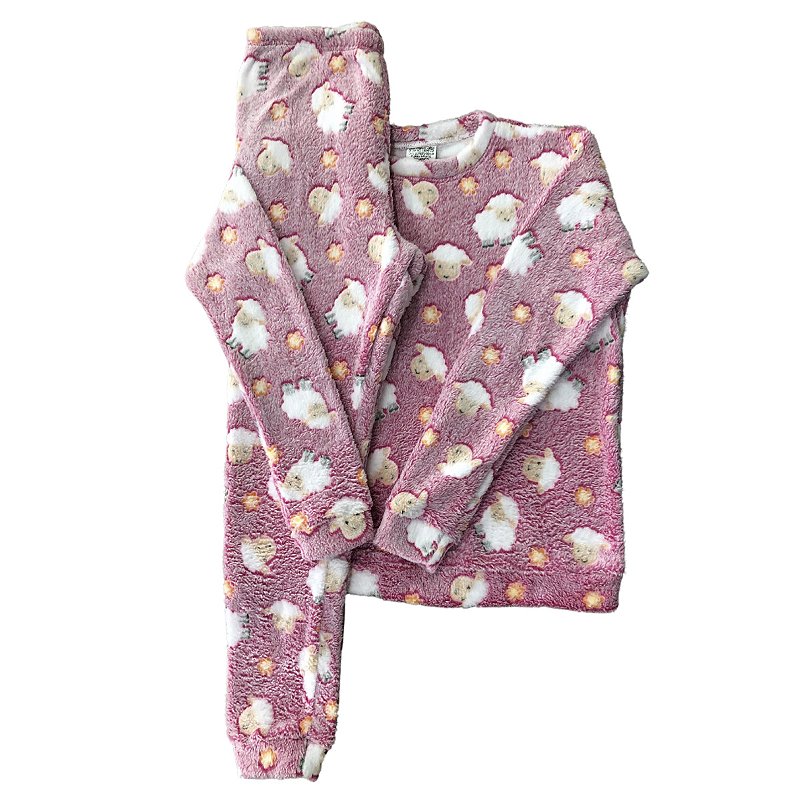 Pijama Inverno Infantil Fleece Ovelha Rosa 02 ao 10