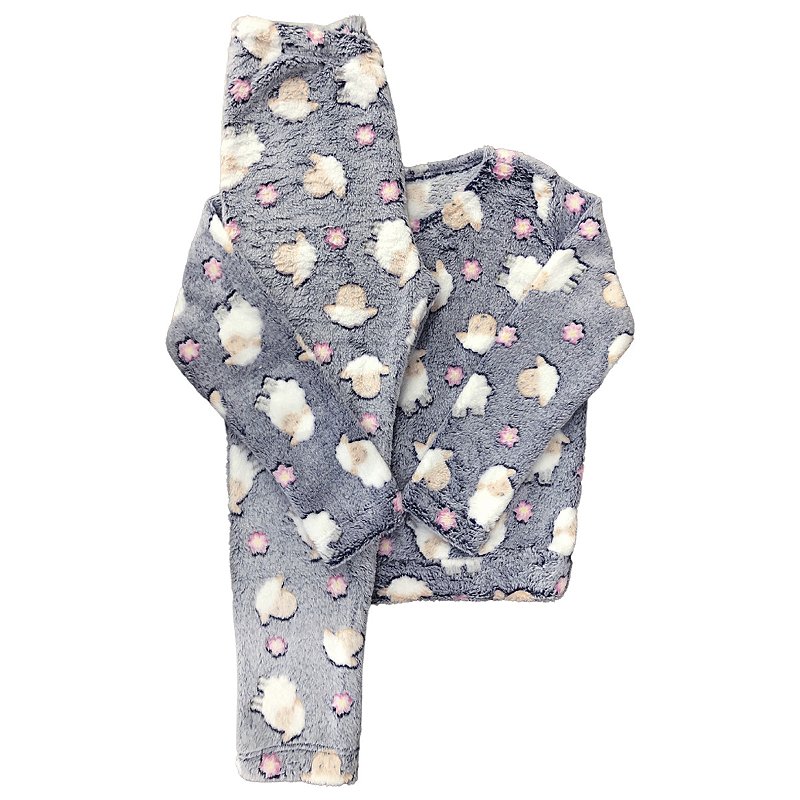 Pijama Conjunto de Inverno Infantil Microfibra Ovelha Azul 02 ao 10