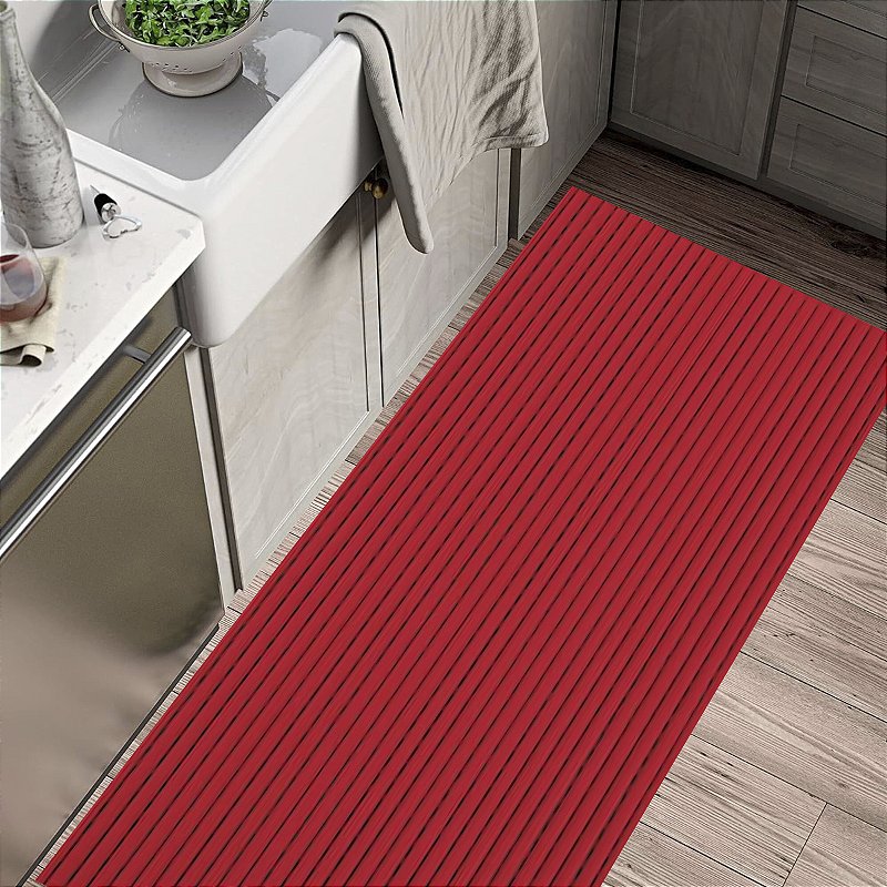 Tapete Passadeira Emborrachado PVC Antiderrapante VERMELHO