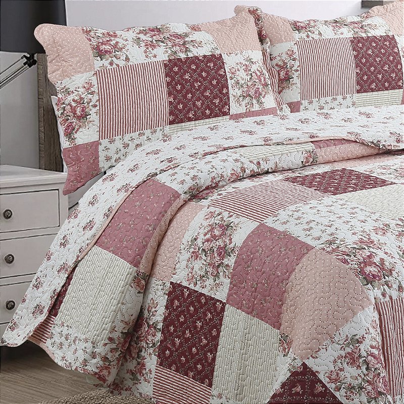 Cobre Leito Colcha King Size 3 Peças Estampada Dupla Face Luxo