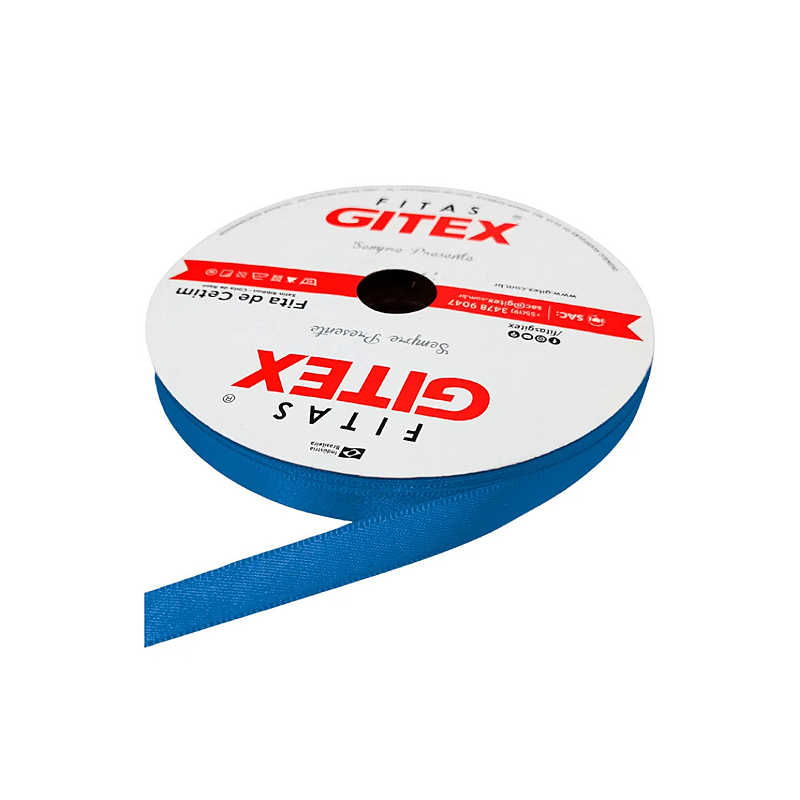 Fita Cetim Nº2 10mm / 11mm Rolo com 50 Metros Gitex Presentes Decoração Enfeites