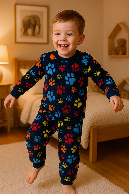 Pijama Longo Infantil Inverno Menina e Menino Fleece Roupa Dormir Tamanho 2 a 10
