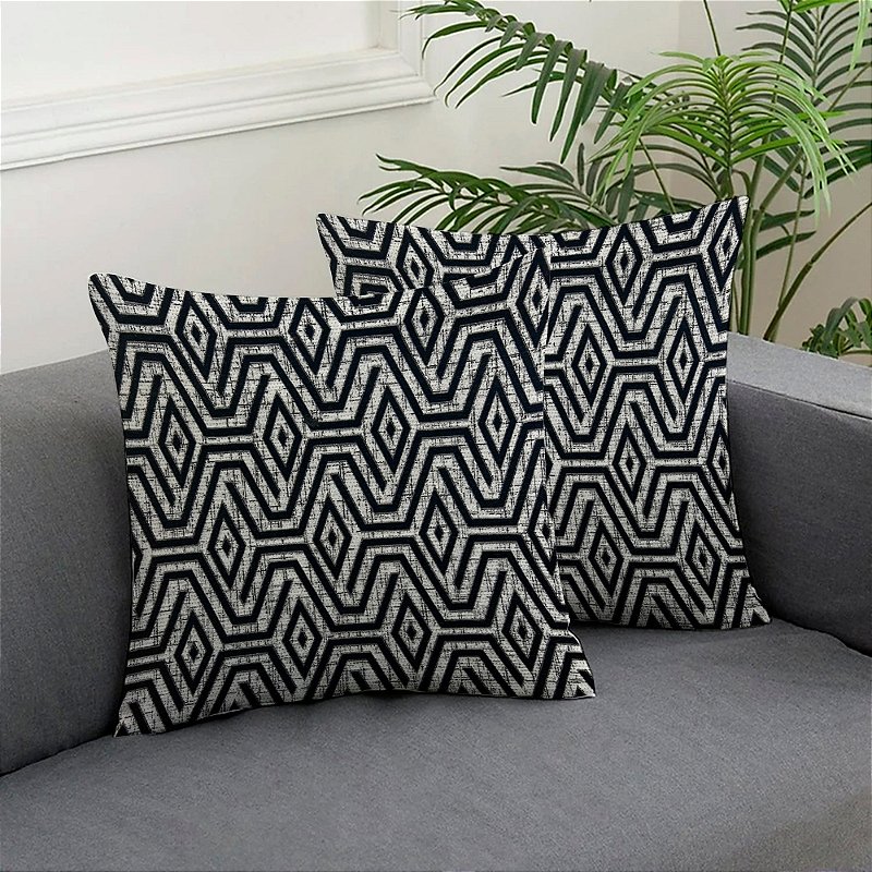 Kit Capa de Almofada Decorativa Com Zíper 2 Peças em Jacquard 45x45cm Maia