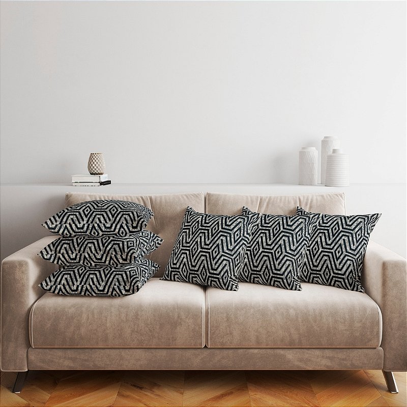 Kit 6 Capas de Almofada 45x45 Jacquard Luxo com Zíper Decorativa para Sofá