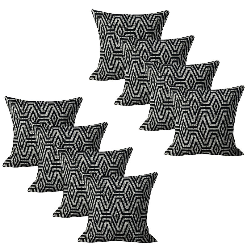 Kit com 8 Capas de Almofada 45x45cm Jacquard Zíper Invisível Luxo Moderna Sala